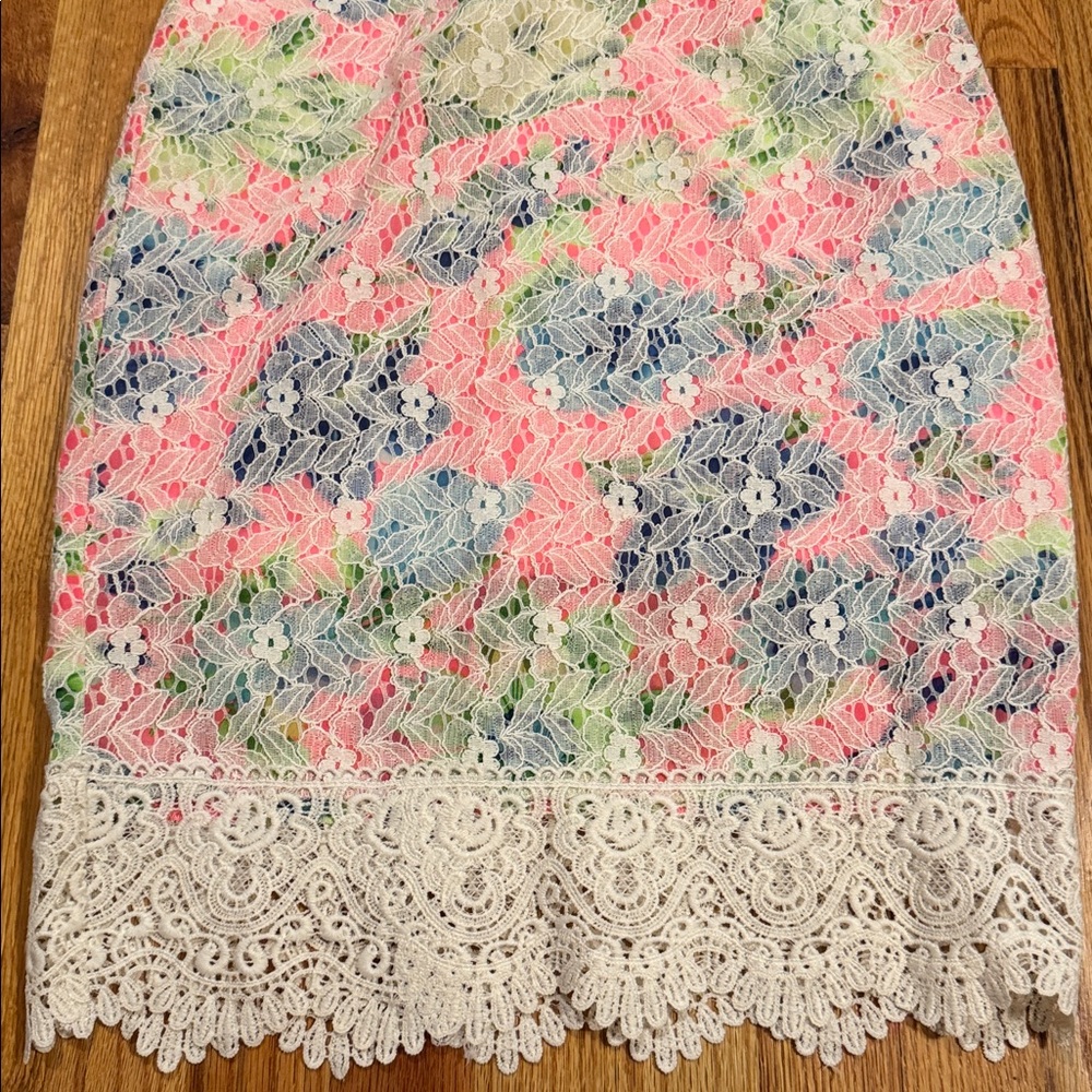 Lush Multicolor Lace Pencil Skirt - Picture 2 of 6